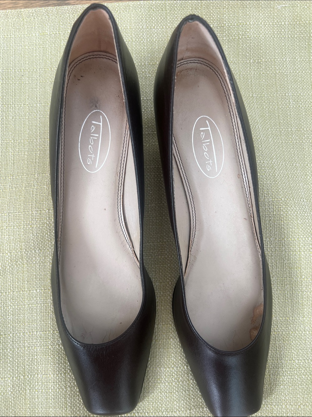 Talbots Brown Leather Square-Toe Pumps 7N